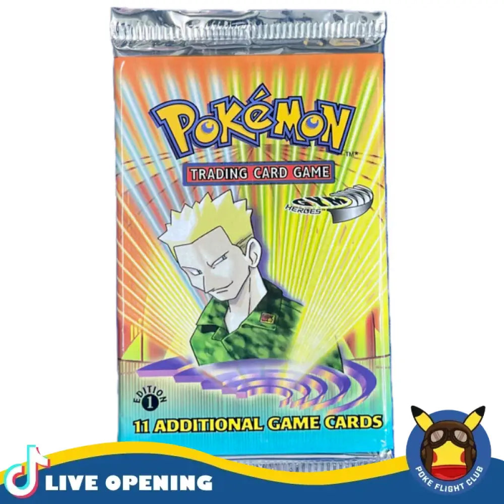 Pokemon Gym Heroes Booster Pack Cards Live Opening @Pokeflightclub - 1St Edition Card Games