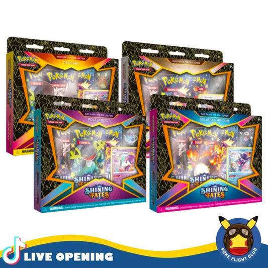 Pokemon Tcg: Shining Fates Mad Party Pin Collections Cards Live Opening @Pokeflightclub